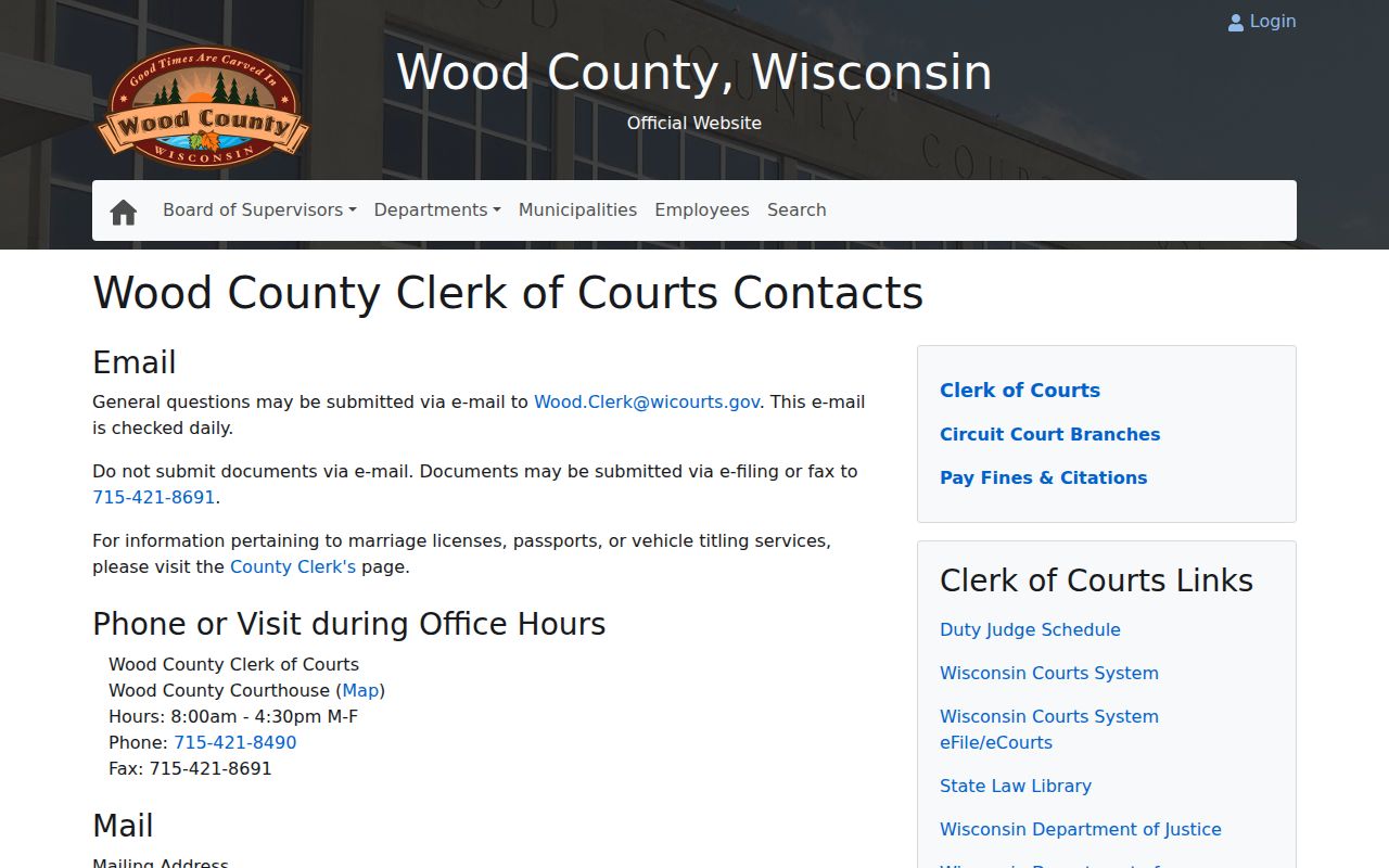 Wood County court record contact lines