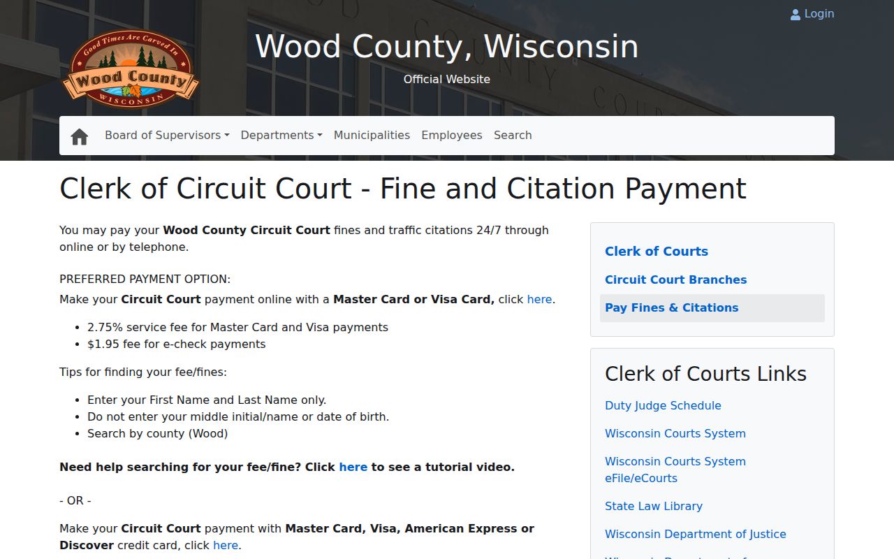 Wood County traffic ticket circuit payment instructions