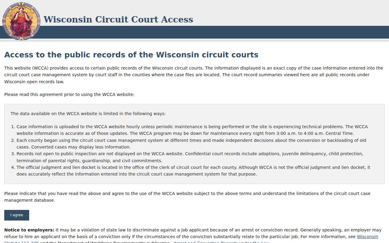 Wisconsin Circuit Court Access search for Wood County dockets